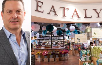 Tommaso Brusò, Eataly CEO of North America, and inside an Eataly store.