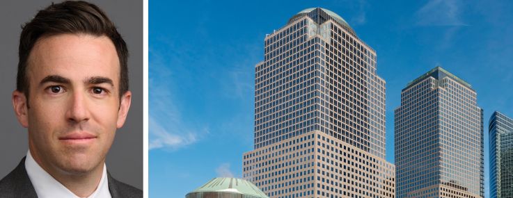 Brookfield's Zach Cohn and 225 Liberty Street (center).