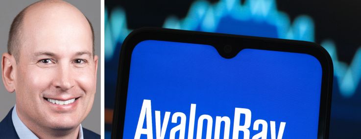 CEO and President Benjamin Schall and a mobile phone displaying AvalonBay Communities logo.