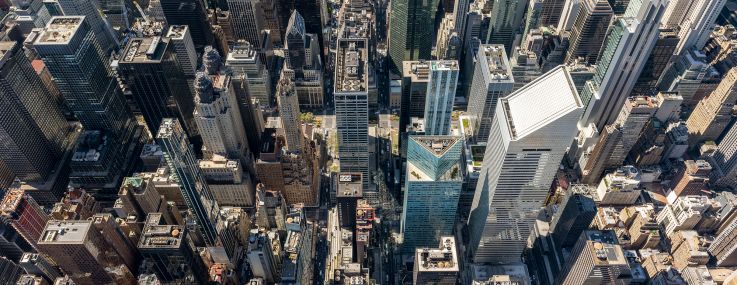 An aerial view of midtown Manhattan.