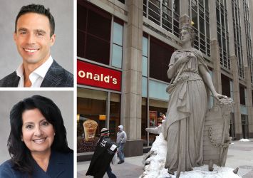 Matt Lerner (top) and Victoria Knudson of Stream Realty and 111 West Jackson Boulevard, Chicago.