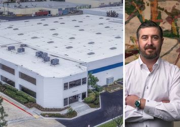 An industrial complex at 1701-1771 South Lewis Street in Anaheim, CA and Thorofare Capital CEO Kevin Miller.