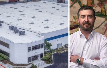 An industrial complex at 1701-1771 South Lewis Street in Anaheim, CA and Thorofare Capital CEO Kevin Miller.
