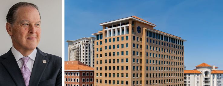 Terrabank President and CEO Antonio Uribe and One Alhambra Plaza, Coral Gables, Fla.