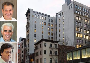 CIM Group's Avi Shemesh (top), Shaul Kuba (center), and Richard Ressler, and 88 University Place.