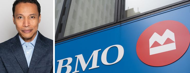 U.S. CEO of BMO Financial Group, Darrel Hackett and the BMO logo.