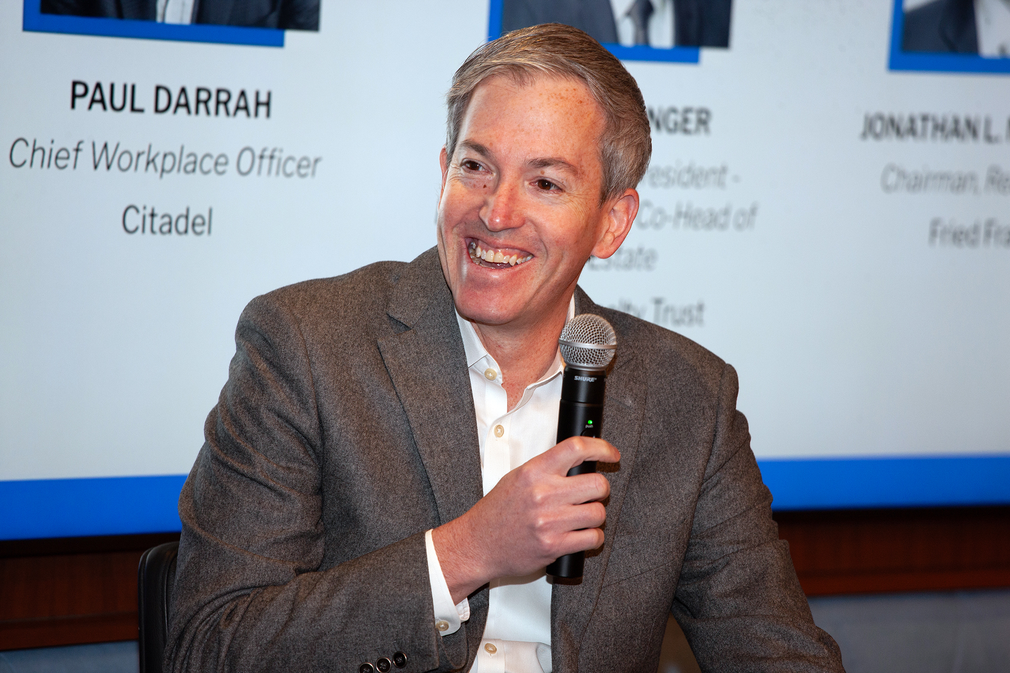 Barry Langer speaks at the Future of New York event.