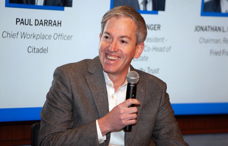 Barry Langer speaks at the Future of New York event.