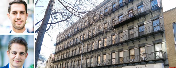 Rosewood Realty's Ben Khakshoor (top), Alex Fuchs (center) and Aaron Jungreis, and 260-268 Elizabeth Street.