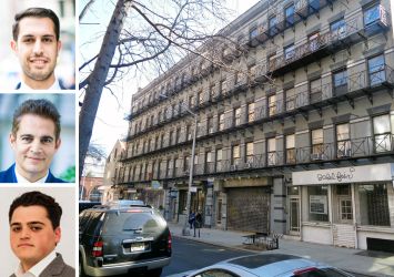 Rosewood Realty's Ben Khakshoor (top), Alex Fuchs (center) and Aaron Jungreis, and 260-268 Elizabeth Street.