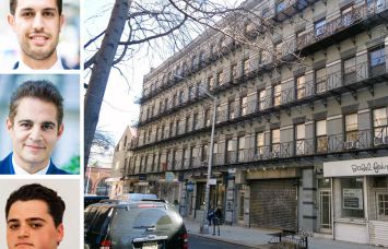 Rosewood Realty's Ben Khakshoor (top), Alex Fuchs (center) and Aaron Jungreis, and 260-268 Elizabeth Street.