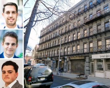 Rosewood Realty's Ben Khakshoor (top), Alex Fuchs (center) and Aaron Jungreis, and 260-268 Elizabeth Street.