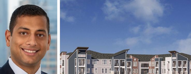 Dwight Capital's Brandon Baksh (top) and Brian Yee, and a rendering of Stonehawk Rosehill in Garland, Texas.