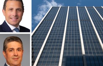 Newmark's Brian Waterman (top) and Jon Fanuzzi, and 1185 Avenue of the Americas.
