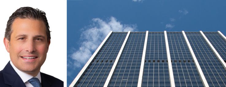 Newmark's Brian Waterman (top) and Jon Fanuzzi, and 1185 Avenue of the Americas.