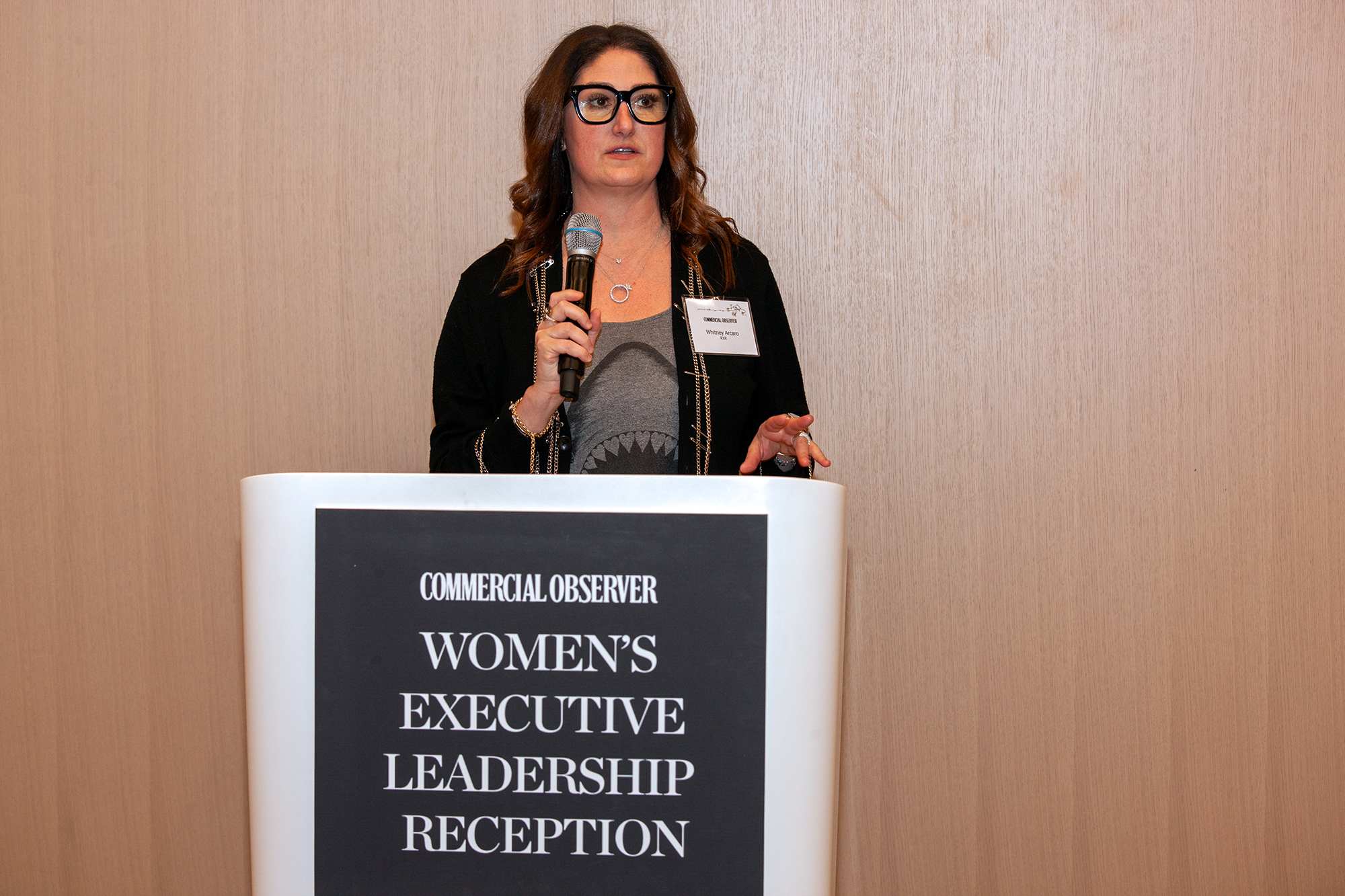 Whitney Arcaro speaks at the Commercial Observer Women’s Executive Leadership Reception.
