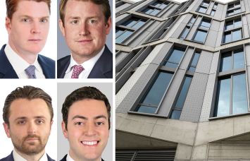 JLL's Christopher Peck (clockwise from top left), Peter Rotchford, Michael Shmuely, and Nicco Lupo, and 240 Third Avenue, Brooklyn.