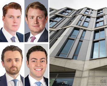 JLL's Christopher Peck (clockwise from top left), Peter Rotchford, Michael Shmuely, and Nicco Lupo, and 240 Third Avenue, Brooklyn.