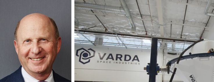 GPI Companies' Cliff Goldstein (top) and Drew Planting, and a Varda Space Industries factory.