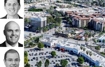 JLL's Daniel Tyner (top), Gleb Lvovich (center) and Geoff Tranchina, and 312 South California Avenue in West Covina, Calif.