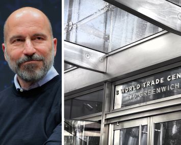 Uber CEO Dara Khosrowshahi and 3 World Trade Center.