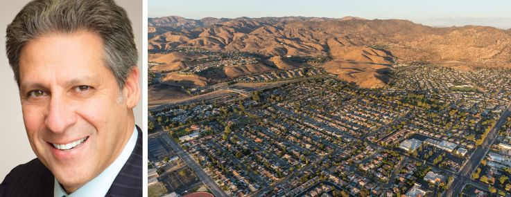 Decron Properties' President and CEO David Nagel and an aerial view of Simi Valley in California.