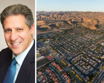 Decron Properties' President and CEO David Nagel and an aerial view of Simi Valley in California.