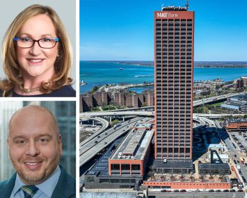 M&T Bank's Donna Falzarano (top) and Zach Casale, and Seneca One, Buffalo, N.Y.