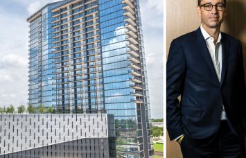 A rendering of Eastline Residences in Dallas, Texas, and Kushner Companies's Laurent Morali.