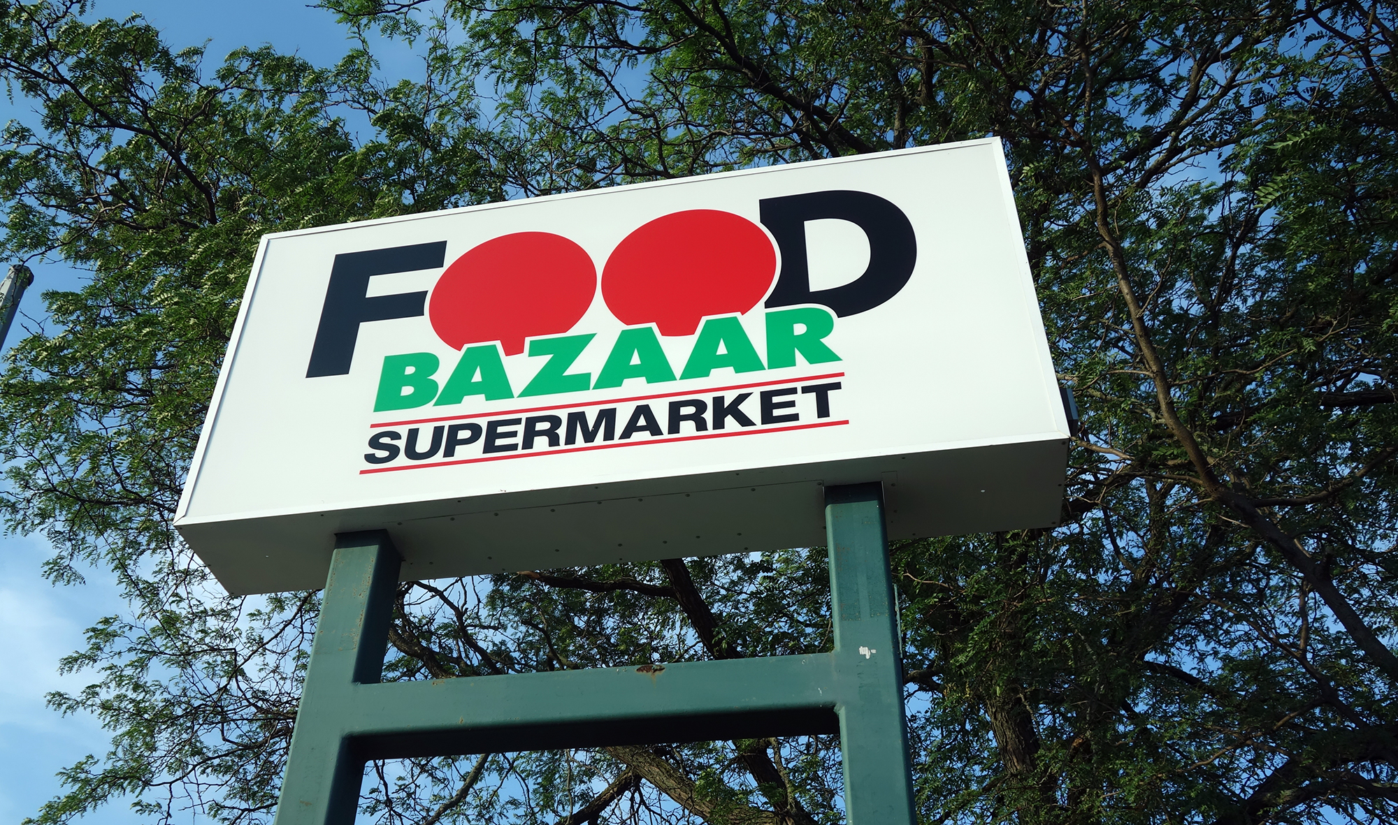 A Food Bazaar sign.