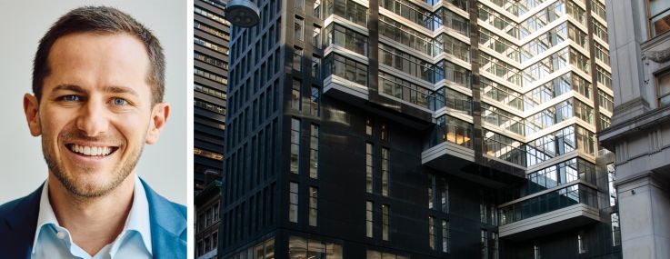 SL Green's Harrison Sitomer and a rendering of 7 Dey Street.