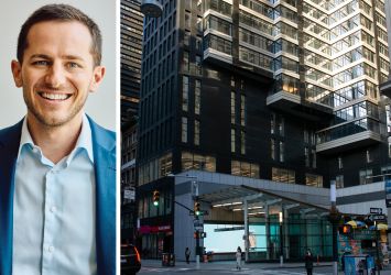 SL Green's Harrison Sitomer and a rendering of 7 Dey Street.