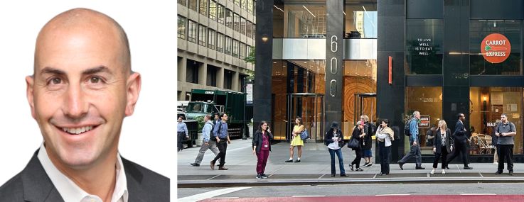 Cushman & Wakefield's Harry Blair (top), Newmark's Jason Greenstein, and 600 Lexington Avenue.