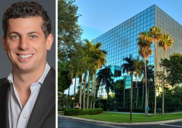 Pebb Enterprises CEO Ian Weiner and Boca Corporate Plaza at 7900 Glades Road, Boca Raton, Fla.