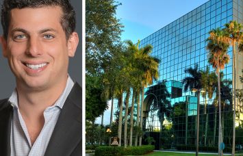 Pebb Enterprises CEO Ian Weiner and Boca Corporate Plaza at 7900 Glades Road, Boca Raton, Fla.