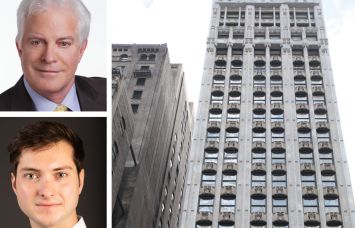 Resolution Real Estate’s John Thompson (top) and Justin Gentile, and 18 East 41st Street.