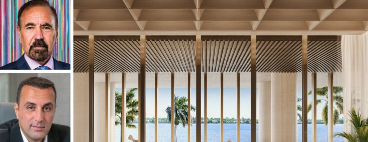 Related Group's Jorge Pérez (top), BH Group's Isaac Toledano (center), Madison Realty Capital's Josh Zegen, and a rendering of Ritz Carlton Residences West Palm Beach.