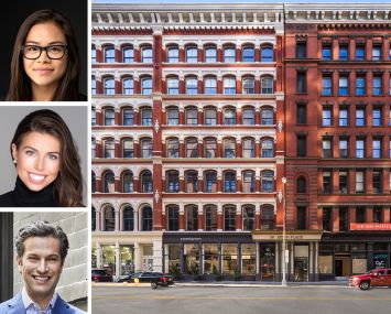 Stuf Storage CEO Katharine Lau (top), GFP Real Estate's Neith Stone (center) and David Kaye, and 10 Astor Place.