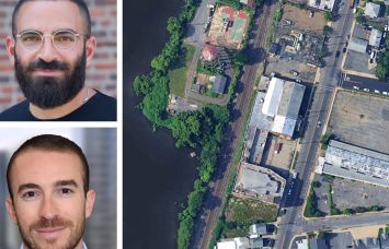 Lee Cohen (top) of RedHoek+Partners, Steven Jemal of S3 Capital, and a satellite view of 315 Hume Street, 408 Lake Drive and 500-523 Main Street in Allenhurst, N.J.