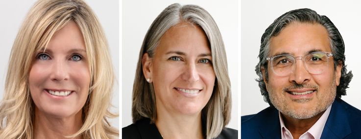 Lili Dunn of Bell Partners (left), and Amy Price (center) and Sonny Kalsi of BGO.