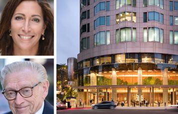 Silverstein Properties's Lisa Silverstein (top) and Larry Silverstein, and the U.S. Bank Tower in Los Angeles.