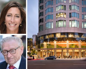 Silverstein Properties's Lisa Silverstein (top) and Larry Silverstein, and the U.S. Bank Tower in Los Angeles.