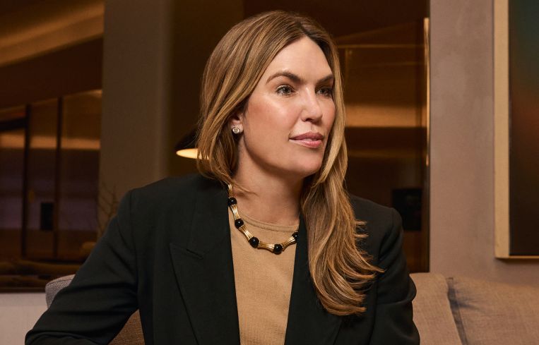 Newmark's Liz Hart in a conference center/amenity space at 1251 Avenue of the Americas where Newmark leads leasing.