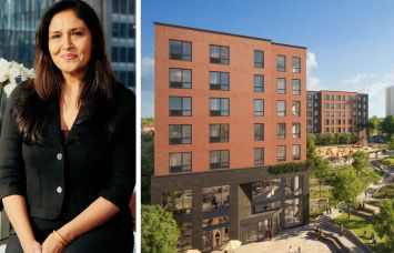 M&T Bank's Lopa Kolluri and a rendering of Westpark Apartments in West Philadelphia, Pa.