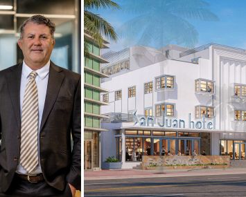 The lawyer representing the owners, Michael Larkin of Bercow Radell Fernandez Larkin & Tapanes and a rendering of the San Juan Hotel in Miami, Fla.