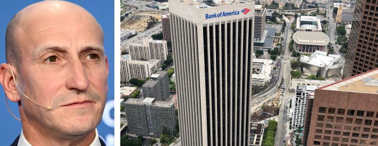 Capital Group's Mike Gitlin and the Bank of America building in Los Angeles.
