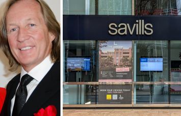 Eastdil Secured CEO Roy March and a Savills real estate storefront.