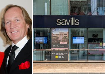 Eastdil Secured CEO Roy March and a Savills real estate storefront.