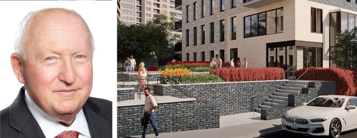 Avison Young's Scott Singer (top) and Andy Singer, and a rendering of The Residence at Bay Terrace in Queens.