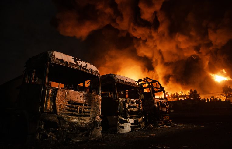 THE FALLOUT: Fires rage at Iran’s Shahran oil depot following U.S. and Israeli air strikes in early March.